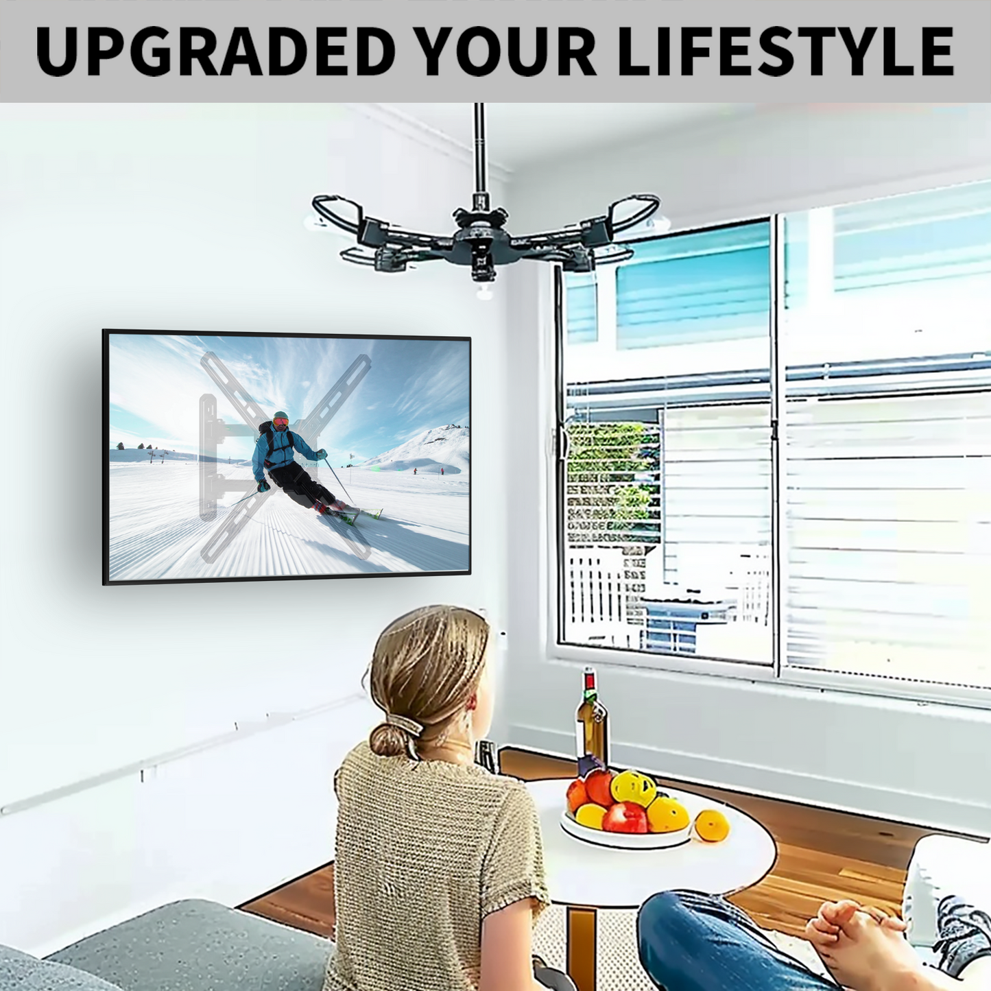 MountFTV Full Motion TV Wall Mount with 360°Rotation for Most 26–50 inch TVs, TV Monitor Wall Mount Bracket holds up to 55lbs, Max 400x400mm