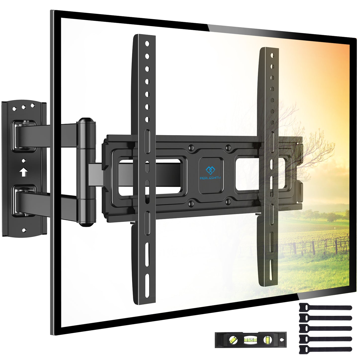 MountFTV Full Motion TV Wall Mount Bracket for 32-55 inch LED LCD OLED Flat Curved Screen TVs Up to 77lbs,Max 600x400mm