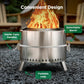 19" Smokeless Fire Pit for Outside, Stainless Steel Wood Burning Fire Pit with Foldable Legs, Grill, Poker, Carry Bag