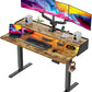 Kyspho 55″ x 28″ Electric Standing Desk with LED, Height Adjustable RGB Gaming Desk with Storage Shelf, Sit Stand Desk with Dual Cable Holes, 4 Preset Heights for Home Office, Brown