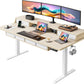 Kyspho 63″ x 30″ Standing Desk with Drawers, Electric Height Adjustable Sit Stand Desk with Storage Shelf, 4 Memory Preset Computer Desk with Cable Management Tray for Home Office, Oak