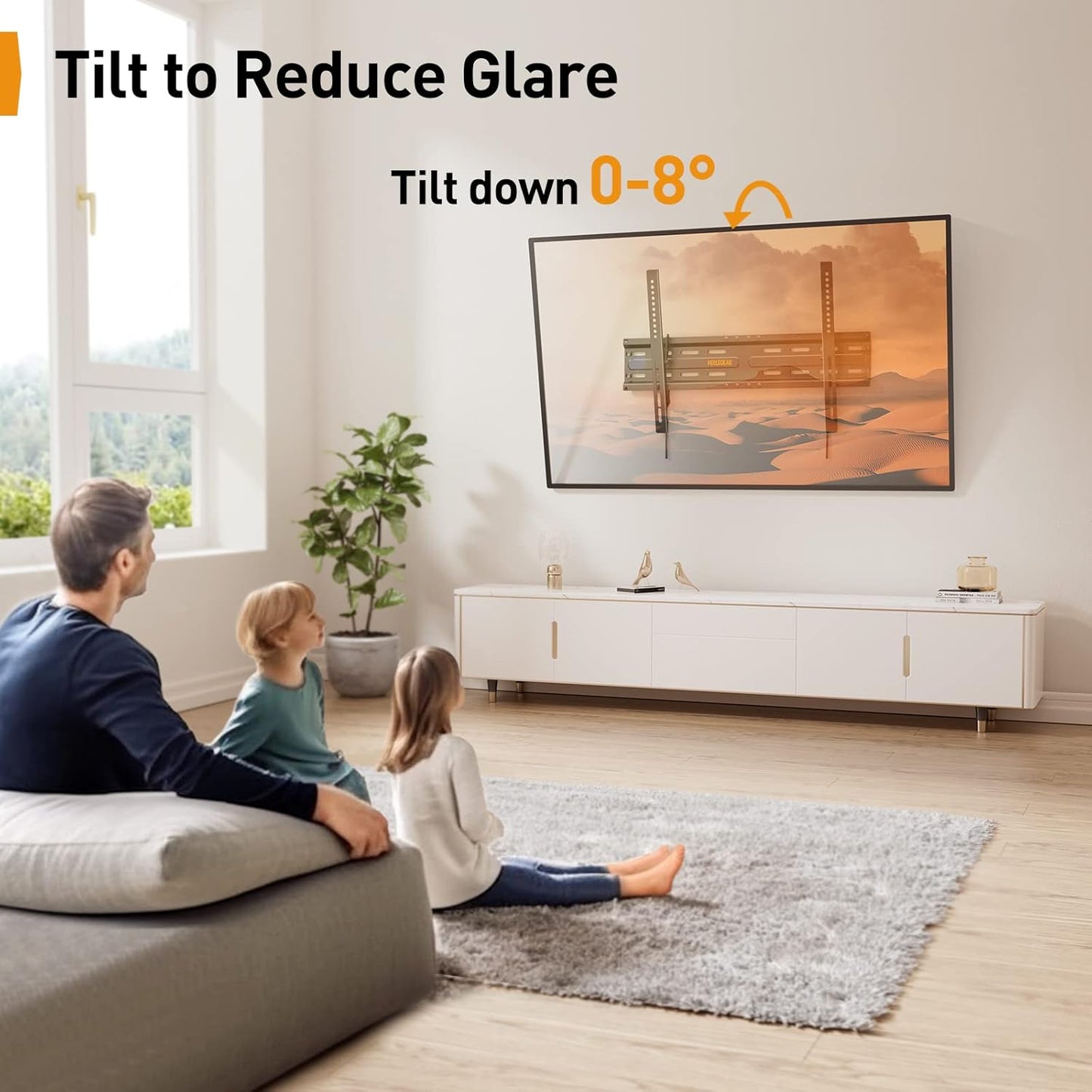 TV Wall Mount for Most 37 to 82 Inch TVs up to 45 kg, Heavy Bracket for Flat or Curved, Tilting Wall Mount TV Max. VESA 600 x 400 mm