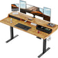 CHITOOMA 63″ x 28″ Electric Standing Desk with Drawers, Height Adjustable Gaming Desk with Monitor Stand & Storage Shelf, 4 Preset Heights for Home Office, Brown