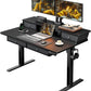 Kyspho 48″ x 30″ Standing Desk with Drawers, Electric Height Adjustable Sit Stand Desk with Storage Shelf, 4 Memory Preset Computer Desk with Cable Management Tray for Home Office, Black