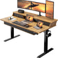 Kyspho 55″ x 30″ Standing Desk with Drawers, Electric Height Adjustable Sit Stand Desk with Storage Shelf, 4 Memory Preset Computer Desk with Cable Management Tray for Home Office, Brown