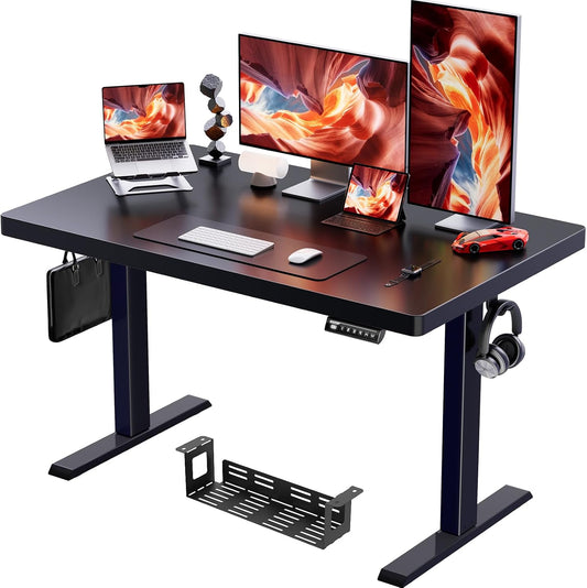 Kyspho 48'' x 30'' Electric Standing Desk, Adjustable Height Sit to Stand Desk with 4 Height Memory & 1.2'' Thick Desk Top, Ergonomic Desk for Home Office, Black