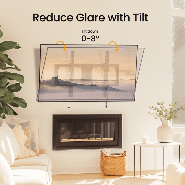 Low Profile Tilting TV Wall Mount Bracket for Most 37-75 inch Flat or Curved TVs, Fits 24”/18”/16” Studs, Max 600x400mm,up to 132 lbs