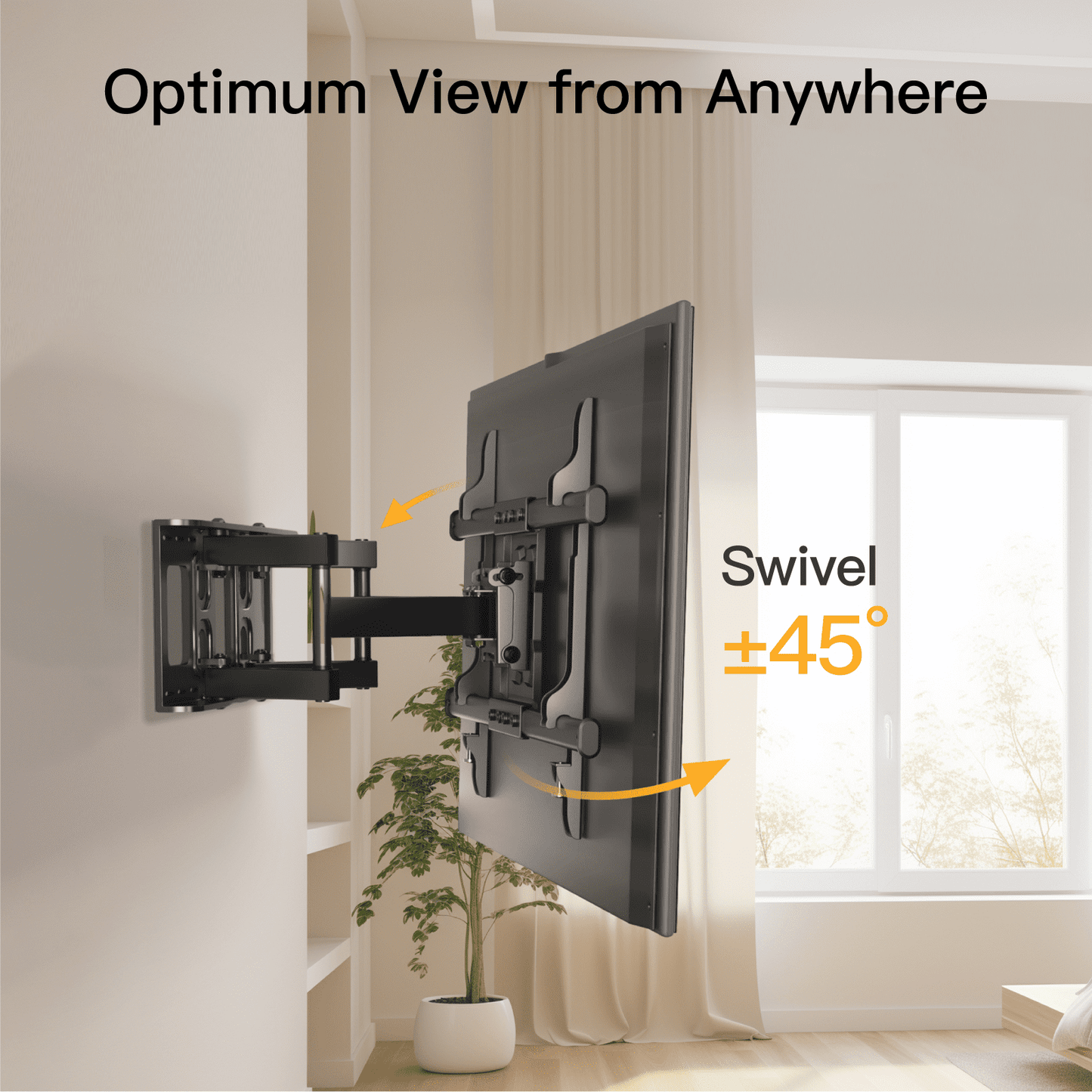 Full Motion TV Wall Mount Bracket for 37-75 inch Flat Curved TVs, Max 600x400mm,Holds up to 132lbs
