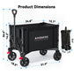 Foldable Wagon with Expandable Storage Space & Locking Front Wheels, Portable Collapsible Wagon Cart with 2 Cup Holder for Groceries, Camping, Shopping, Garden, Beach