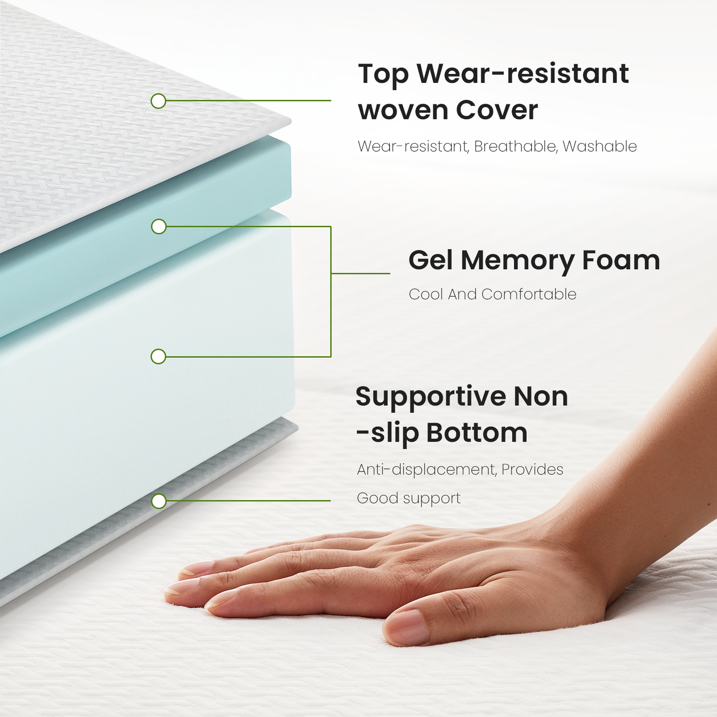 CHITOOMA 4 inch Tri Folding Memory Foam Mattresses with Removable & Washable Cover, Twin