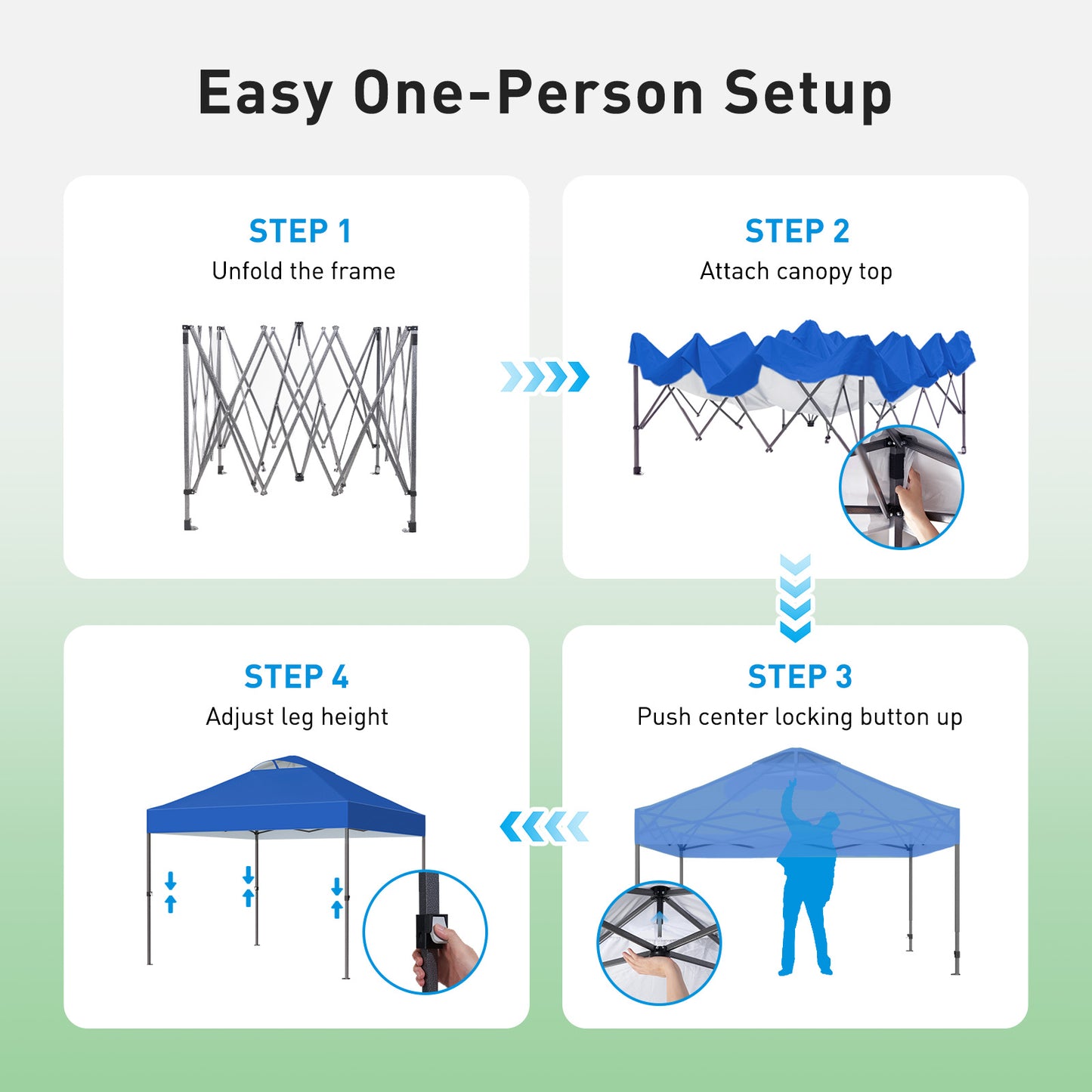 CHITOOMA 10 x 10ft Pop up Canopy Tent, Instant Outdoor Shelter Easy Portable Straight Leg Canopy Tent, Blue