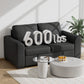 CHITOOMA 60'' Pull Out Sofa Bed Convertible Sleeper Couch with Charging Port, Upholstered Sectional Sofa with 2 Pillows, Reclining Sofas for Living Room, Black