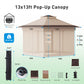 CHITOOMA 13 x 13 ft Outdoor Pop-up Gazebo, Patio Canopy Tent with Mosquito Nettings Vented Top and 169 Square ft of Shade for Garden, Party, Backyard, Khaki