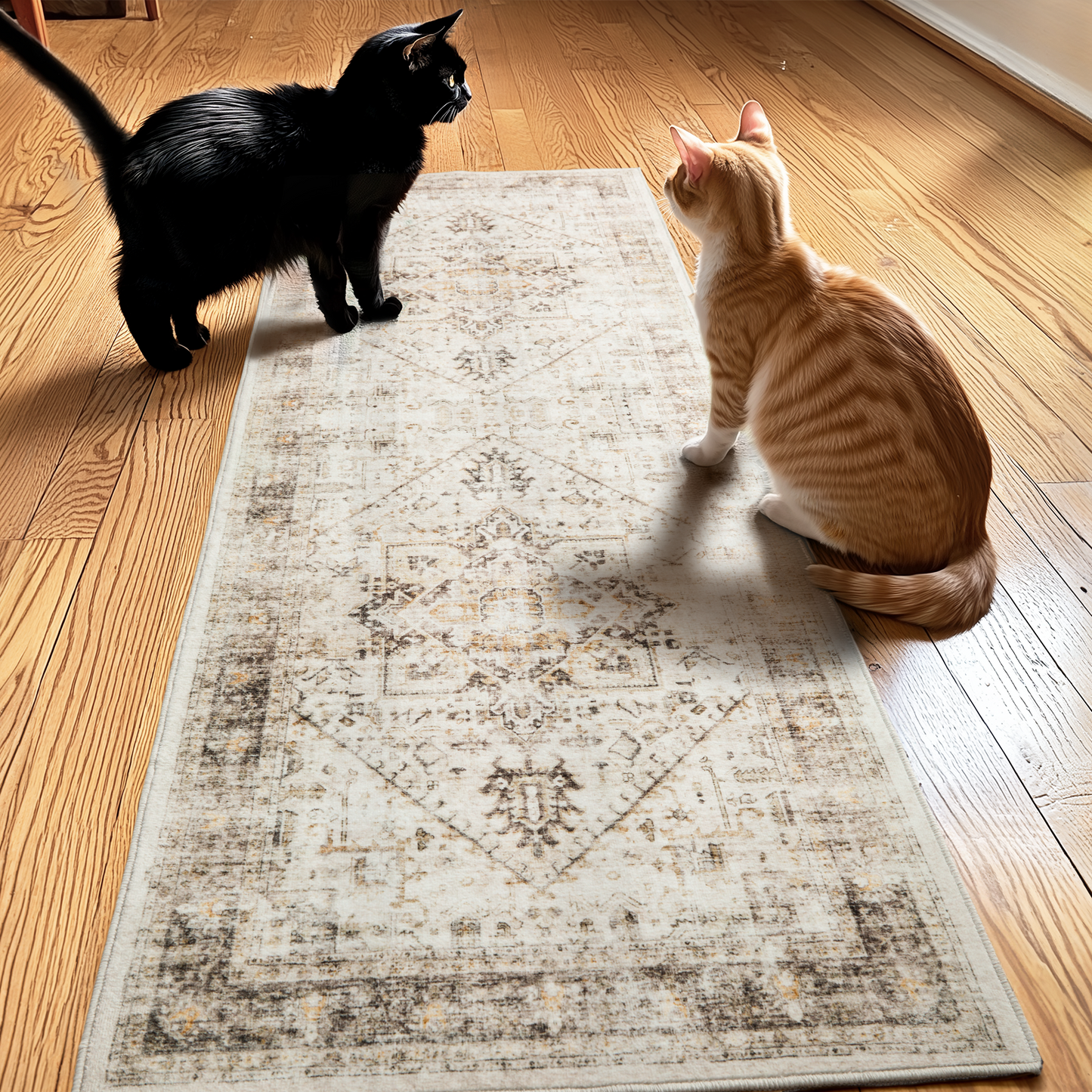 2'x6' Washable Runner Rug with Non-Slip Backing for Hallway, Kitchen, Entryway, Bedroom, Laundry, Bathroom