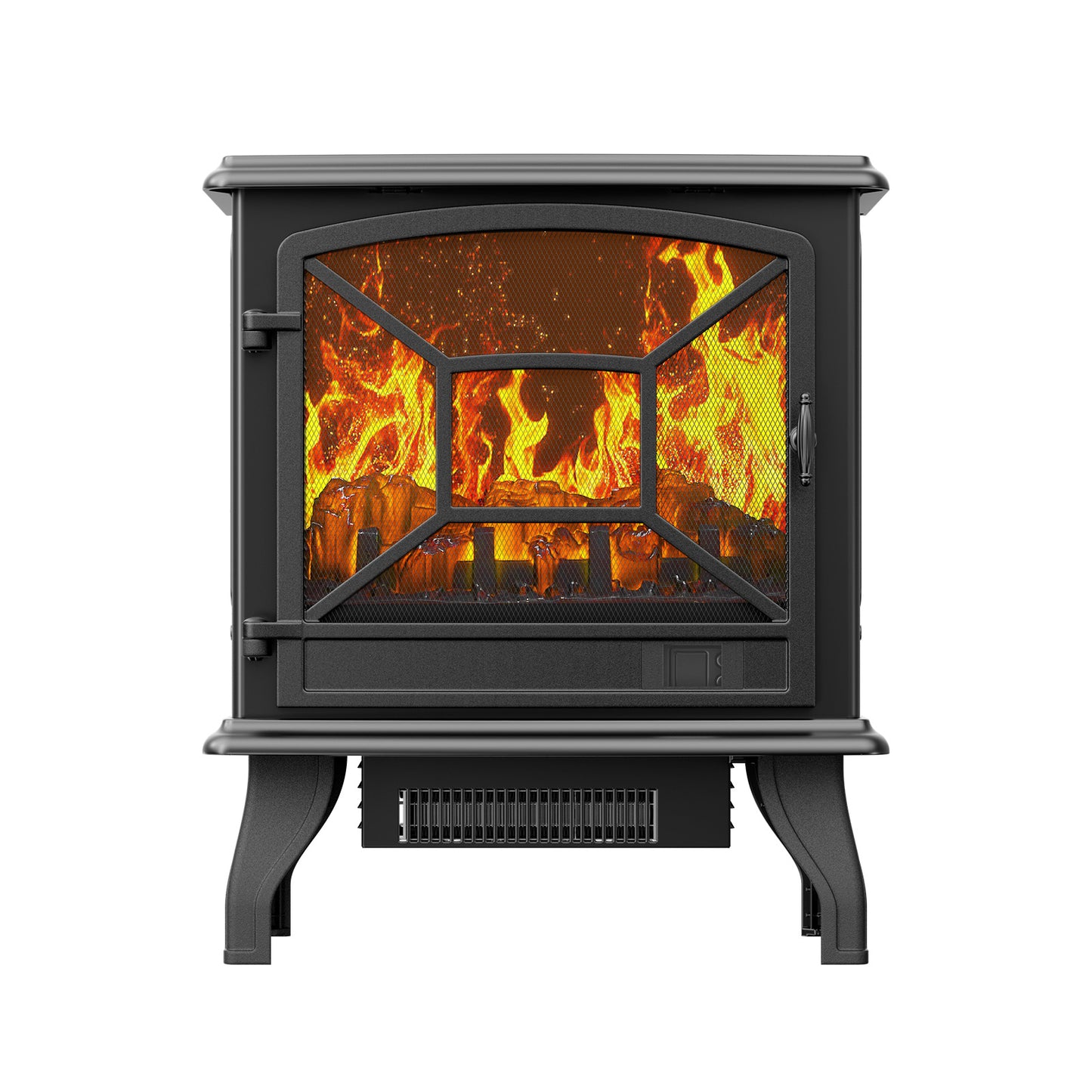 24'' Freestanding Electric Fireplace Heater Stove Portable Infrared Fireplace for Indoor, W/ Remote, Thermostat, 3 Variable Flame