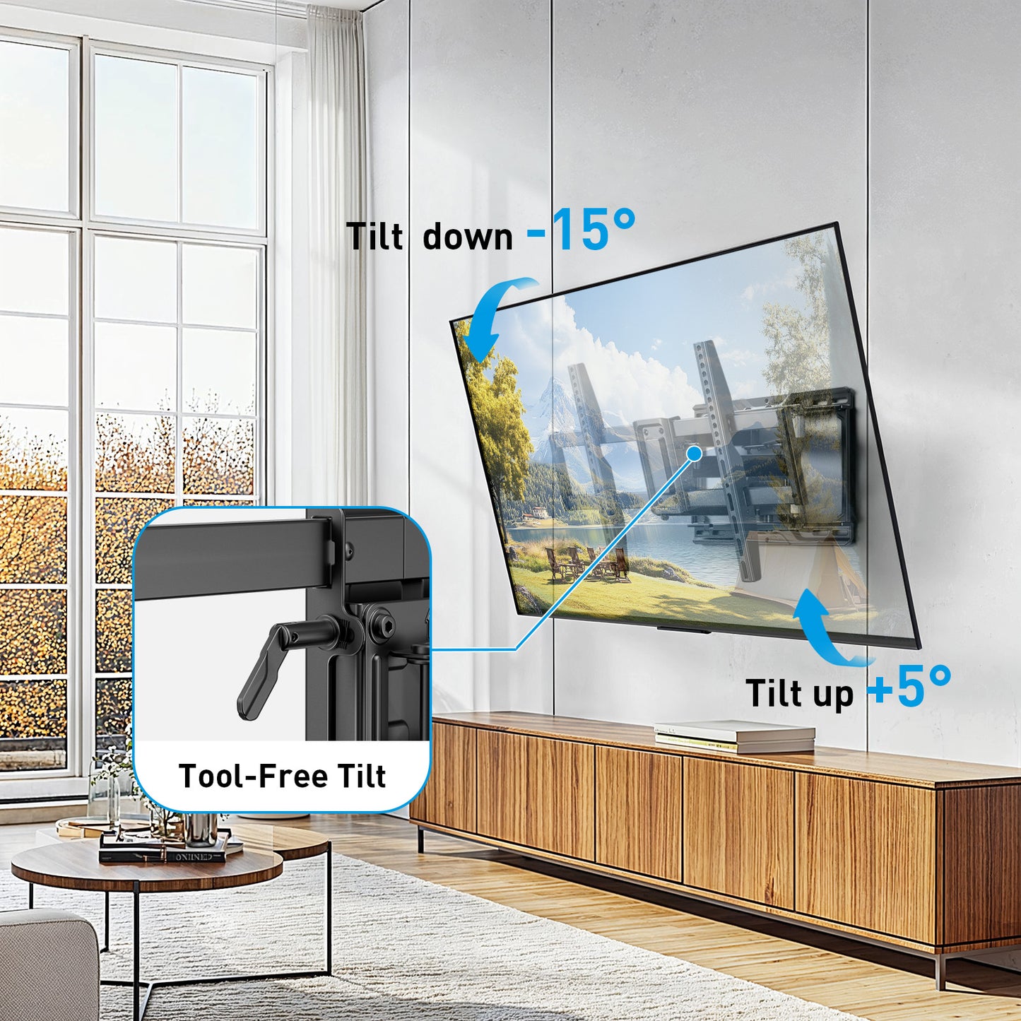 MountFTV Full motion TV Wall Mount Bracket for 42-85 600x400mm, Holds up to 132lbs