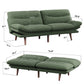 CHITOOMA 75" W Corduroy Convertible Futon Sofa Bed with Adjustable Backrest & Armrests, Comfy Loveseat Folding Sleeper Sofa Couches for Living Rooms Apartment Office, Green