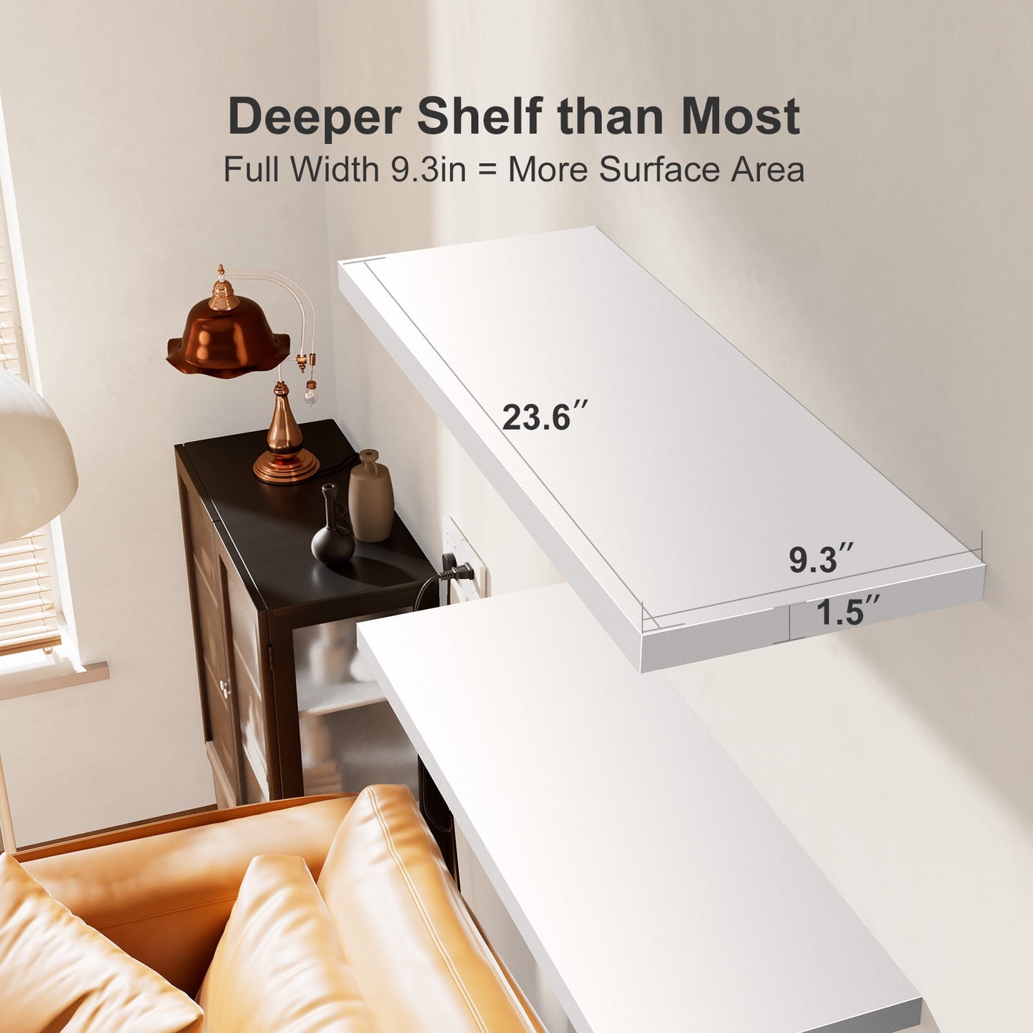 2pcs/set 24" Wood Wall Mounted Floating Shelves Storage Shelving For Living Room, Dining Room, Office, Bedroom