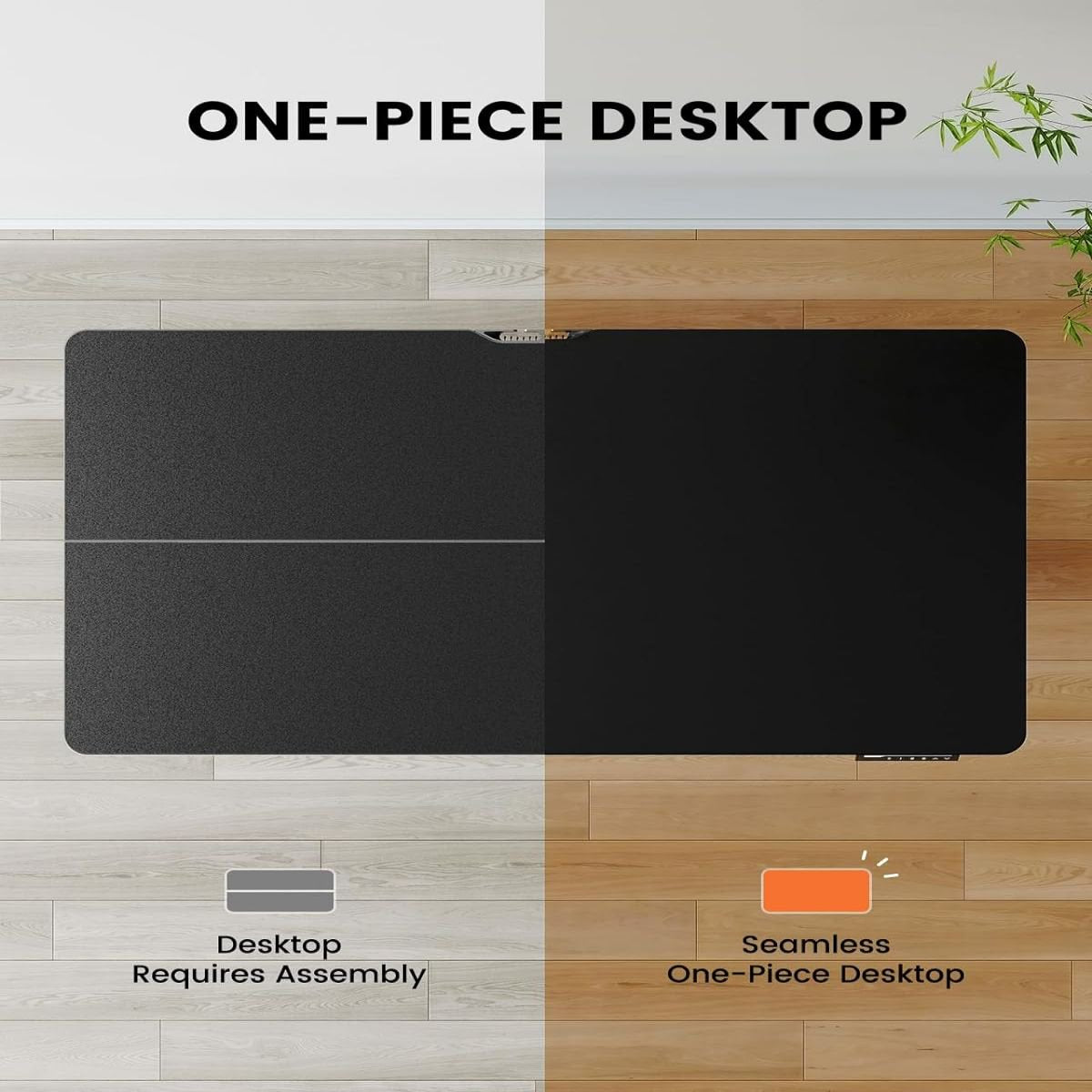 One Piece Standing Desk, 48x24 inch Adjustable Stand Up Desk with Cable Management Tray, Black