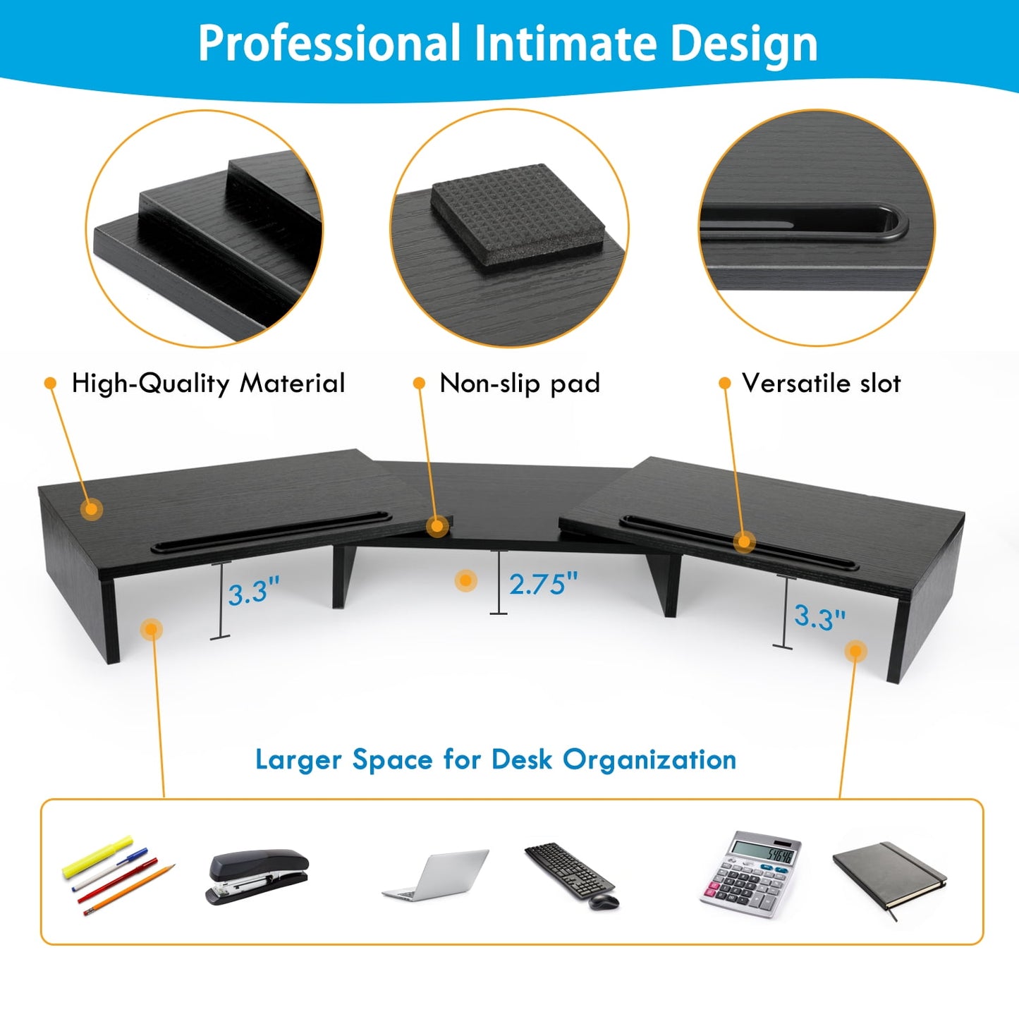 Myfurnideal Dual Monitor Stand Adjustable Monitor Stand Riser with Tablet & Cellphone Slot Computer Stand for PC, Computer, Laptop, Printer - Walmart.com