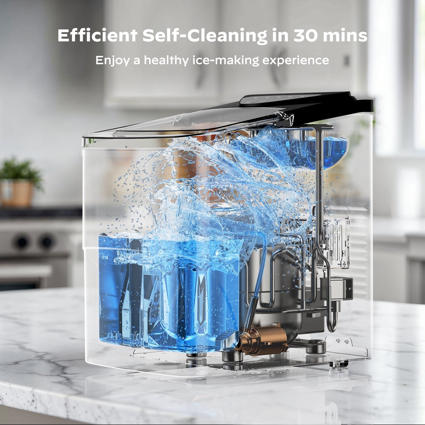 Philergo Smart Countertop Ice Maker with APP Control, 9Pcs/6Mins, 26lbs/24Hrs, 2 Ice Cube Sizes, Portable Bullet Ice Maker Self-Cleaning, Quiet Ice Maker Machine for Home KitcherOffice RV, Black