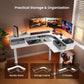 Kyspho 65'' L Shaped Standing Desk, Electric Height Adjustable Corner Computer Desk with 3 Drawers & 2 Cable Management Trays, Sit Stand Up Desk for Gaming Home Office, White