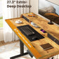Kyspho 55″ x 28″ Electric Standing Desk with Drawers, Height Adjustable Gaming Desk with Monitor Stand & Storage Shelf, 4 Preset Heights for Home Office, Brown