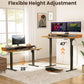 Kyspho 55″ x 28″ Electric Standing Desk with Drawers, Height Adjustable Gaming Desk with Monitor Stand & Storage Shelf, 4 Preset Heights for Home Office, Brown
