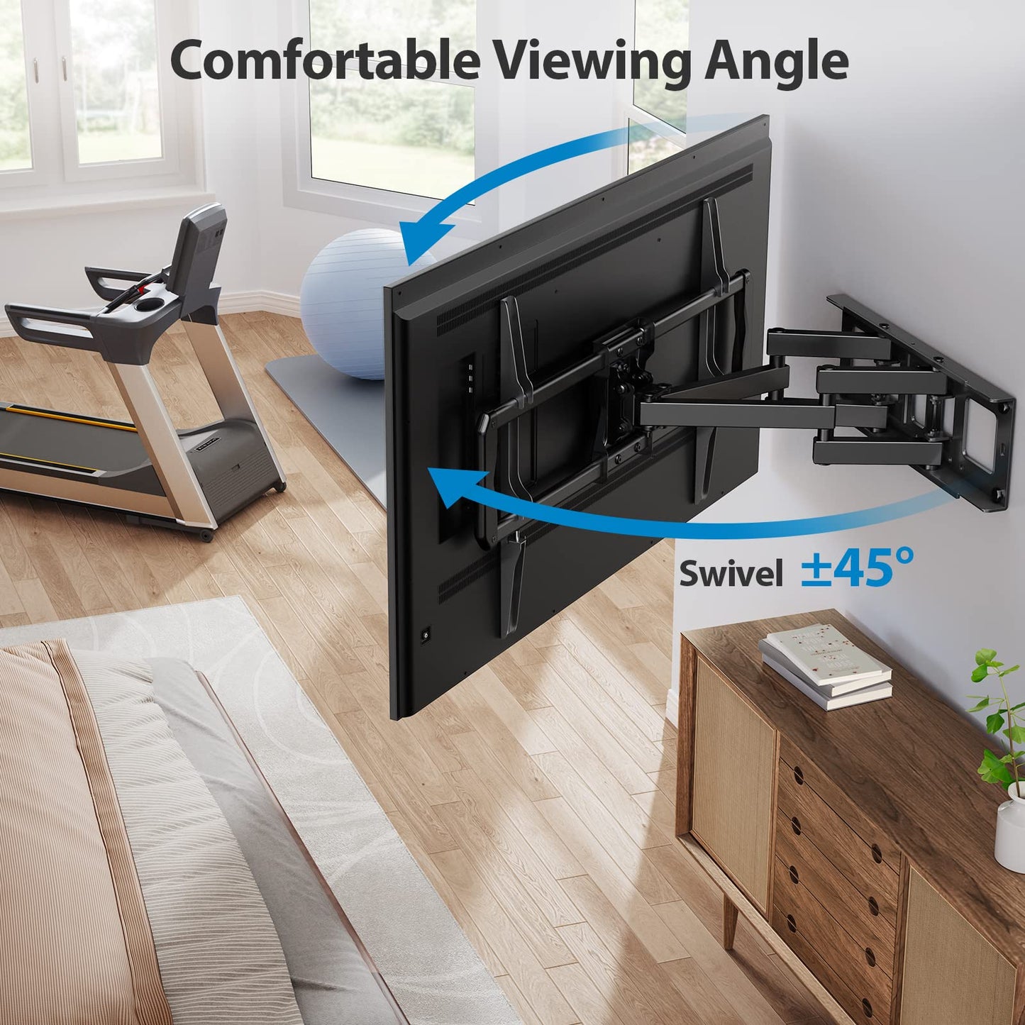 MountFTV Full Motion TV Wall Mount for 37-75 inch LED LCD OLED TVs, Dual Articulating Extension Arms Swivel TV Mount Wall Bracket, Max 600x400mm, Holds up to 100lbs