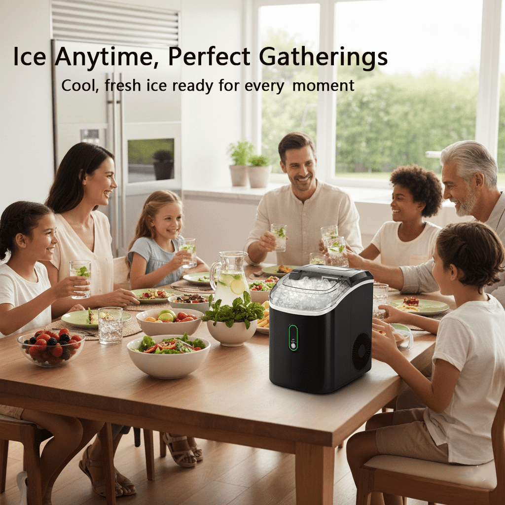 Philergo Nugget Ice Maker Countertop, 35lbs/Per Day, Self-Cleaning Sonic Ice Maker with Ice Scoop and Basket, Portable Chewable Pellet Ice for Home/Party/RV/Camping, Stainless Steels,Black