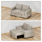 CHITOOMA 60'' Linen Pull Out Sofa Bed Convertible Sleeper Couch with Charging Port, Upholstered Sectional Sofa with 2 Pillows, Reclining Sofas for Living Room, Beige
