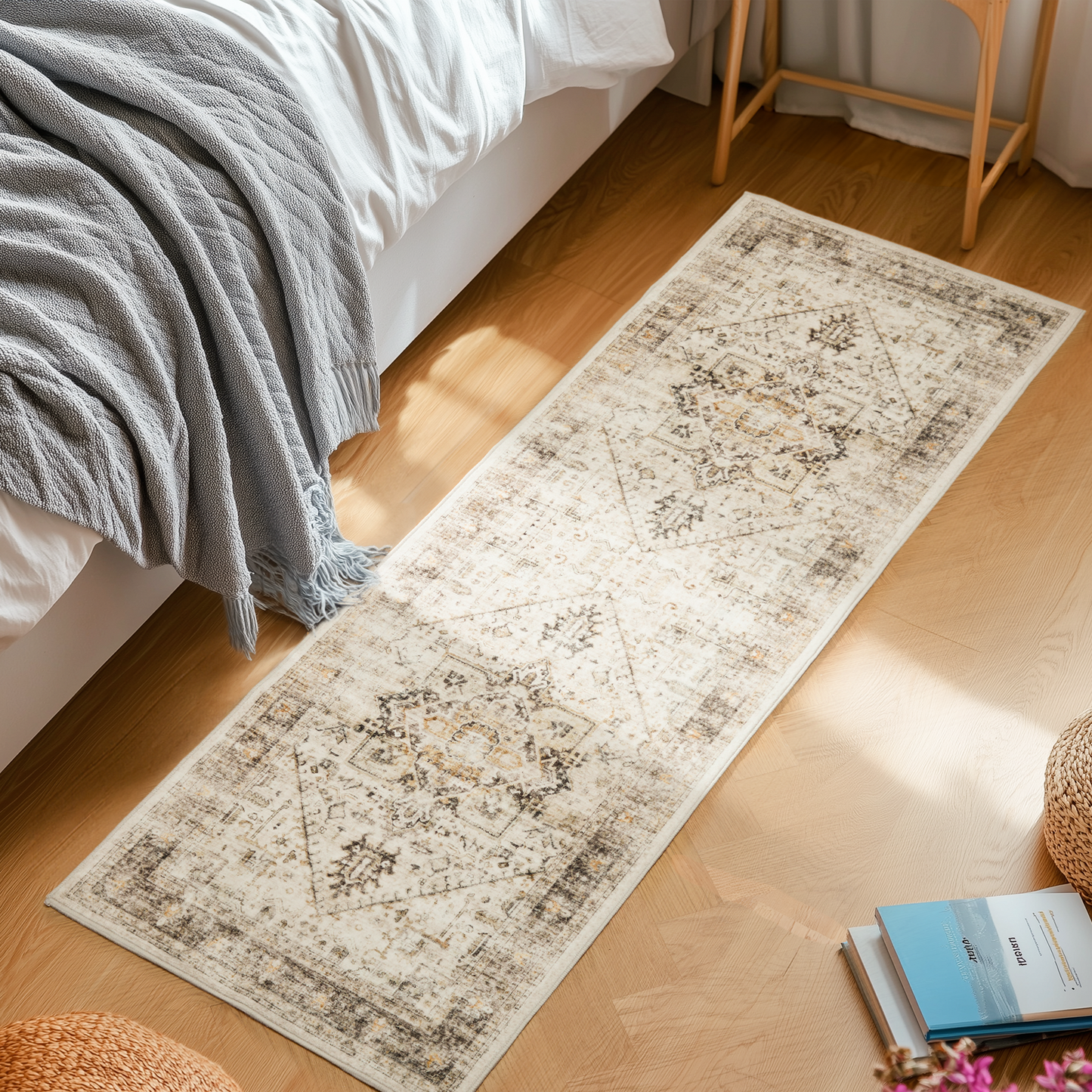 2'x6' Washable Runner Rug with Non-Slip Backing for Hallway, Kitchen, Entryway, Bedroom, Laundry, Bathroom