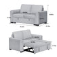 CHITOOMA 60'' Pull Out Sofa Bed Convertible Sleeper Couch with Charging Port, Upholstered Sectional Sofa with 2 Pillows, Reclining Sofas for Living Room, Light Gray