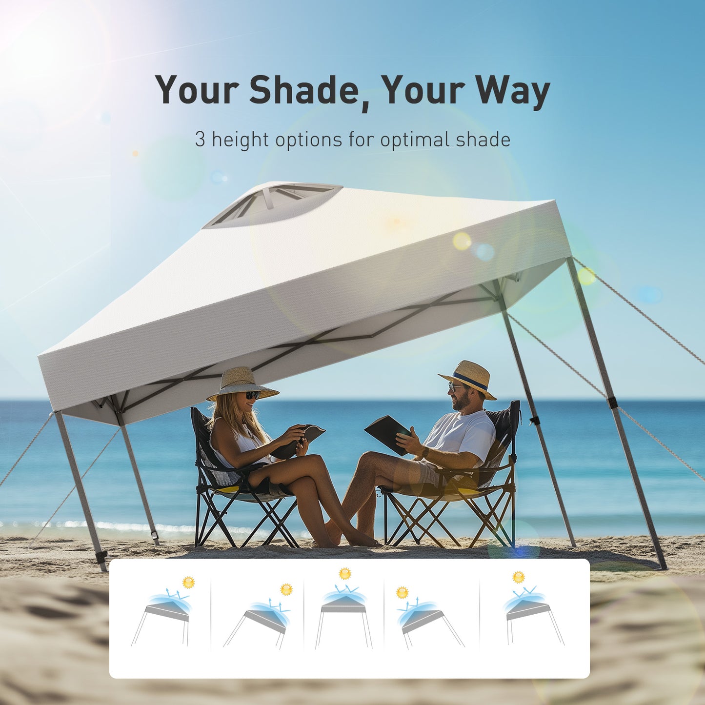 CHITOOMA 10 x 10ft Pop up Canopy Tent, Instant Outdoor Shelter Easy Portable Straight Leg Canopy Tent, White