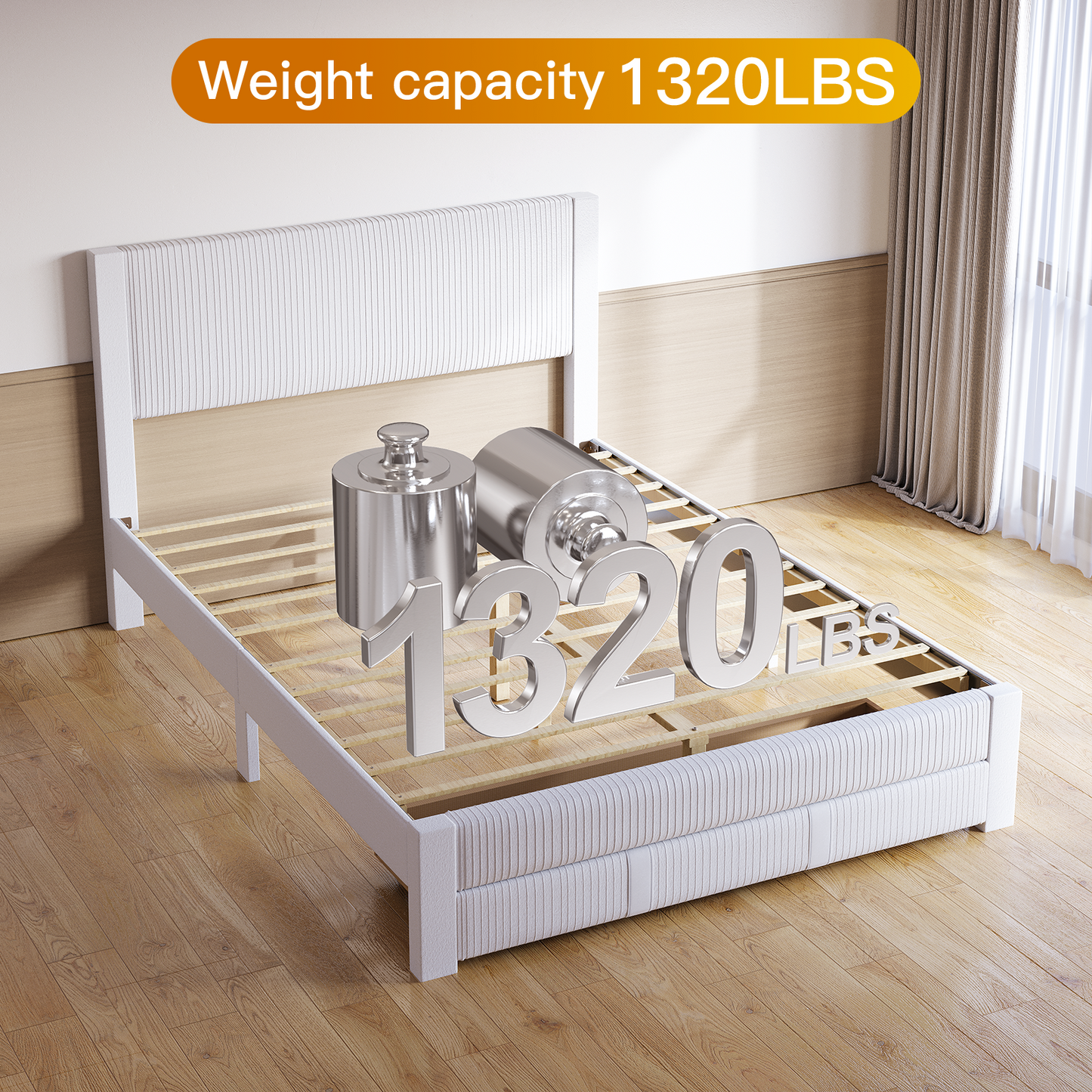 CHITOOMA Queen Bed Frame with Headboard, Velvet Upholstered Platform Bed Frame Queen Size with Storage Drawers, No Box Spring Needed, Heavy Duty, White