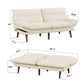 CHITOOMA 66'' Futon Sofa Bed, White Corduroy Memory Foam Futon Sleeper Sofa Loveseat Convertible Couch Bed for Small Compact Living Spaces,Apartment