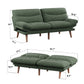 CHITOOMA 66'' Futon Sofa Bed, Green Corduroy Memory Foam Futon Sleeper Sofa Loveseat Convertible Couch Bed for Small Compact Living Spaces,Apartment
