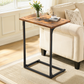 C Shaped End Sofa Table, Widened Vintage End Table Side Table for Living Room, Bedroom, 27"(H) x 21.1"(W) x 11.4"(D), Brown
