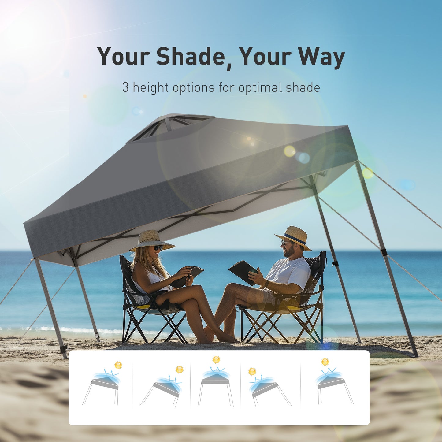 CHITOOMA 10 x 10ft Pop up Canopy Tent, Instant Outdoor Shelter Easy Portable Straight Leg Canopy Tent, Dark Gray
