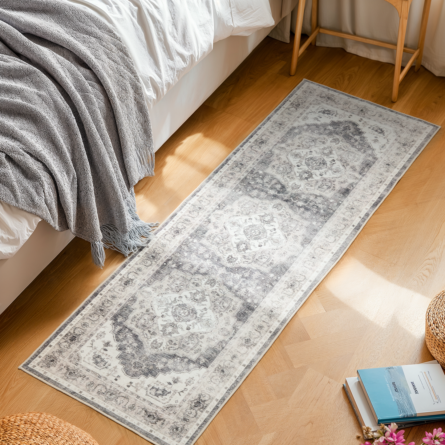 2'x6' Washable Runner Rug with Non-Slip Backing for Hallway, Kitchen, Entryway, Bedroom, Laundry, Bathroom