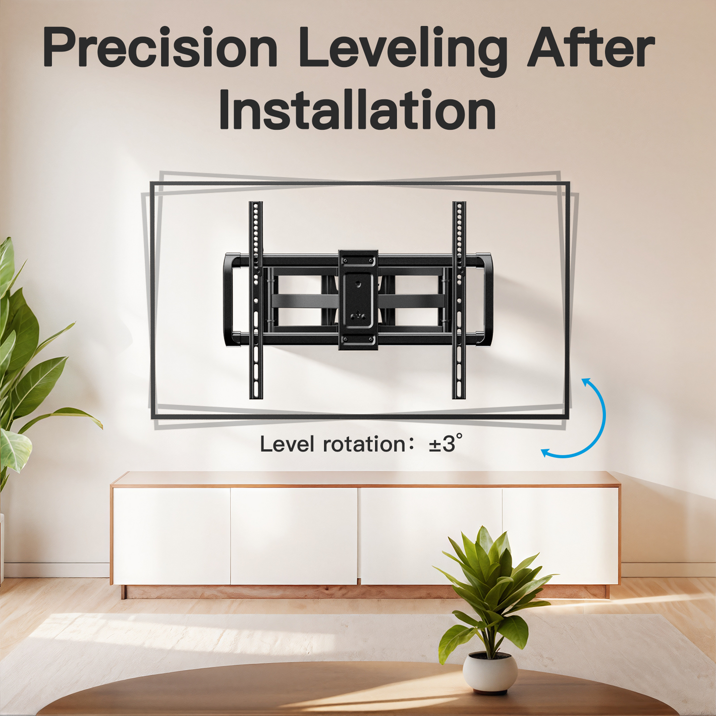 MountFTV Full Motion TV Wall Mount Bracket for 37–90 inch TVs, Max 600x400mm, Holds up to 132lbs
