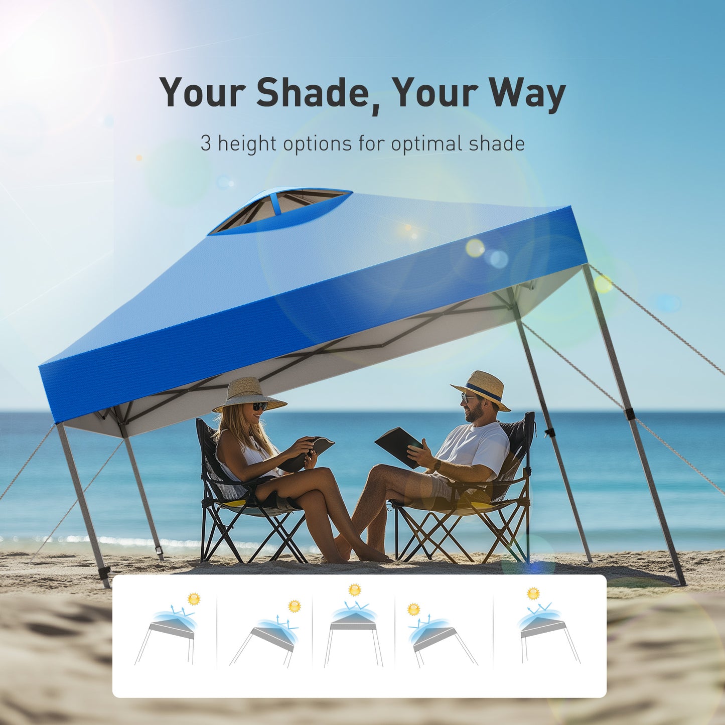 CHITOOMA 10 x 10ft Pop up Canopy Tent, Instant Outdoor Shelter Easy Portable Straight Leg Canopy Tent, Blue