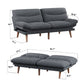 CHITOOMA 66'' Futon Sofa Bed, Grey Corduroy Memory Foam Futon Sleeper Sofa Loveseat Convertible Couch Bed for Small Compact Living Spaces,Apartment