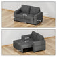 CHITOOMA 60'' Linen Pull Out Sofa Bed Convertible Sleeper Couch with Charging Port, Upholstered Sectional Sofa with 2 Pillows, Reclining Sofas for Living Room, Gray