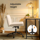 Kyspho PU Leather Armless Office Desk Chair with Caster Wheels, Height-Adjustable Office Chair with Tilt & Swivel, Wide Seat, Ergonomic Chair for Office/Vanity/Living Room