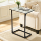 C Shaped Metal Couch End Table Tray Table, Widened Side Table Sofa Table Nightstand for Bedroom, Living Room, 27"(H) x 21.1"(W) x 11.4"(D), Grey