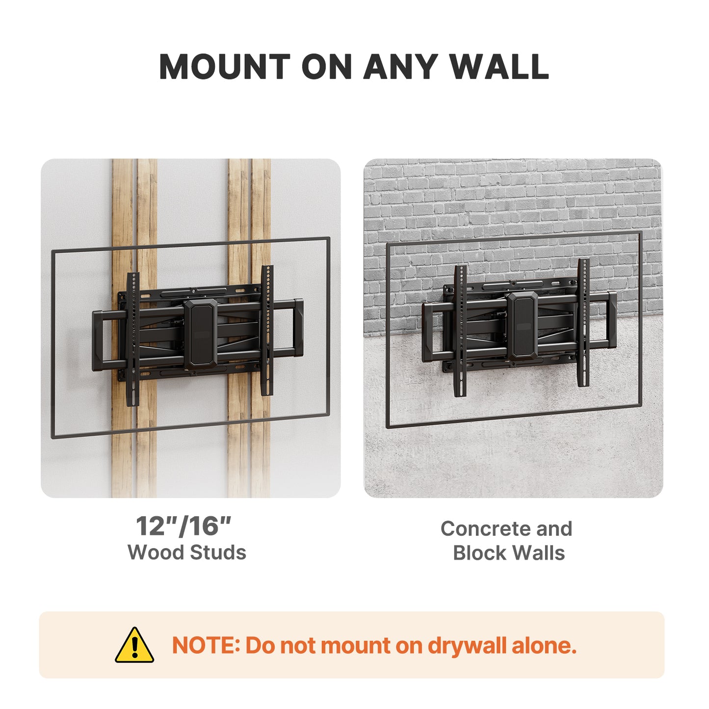 MountFTV Full Motion TV Wall Mount for 37-85 inch LED LCD OLED TVs, Dual Articulating Extension Arms Swivel TV Mount Wall Bracket, 600x400mm, Holds up to 132lbs