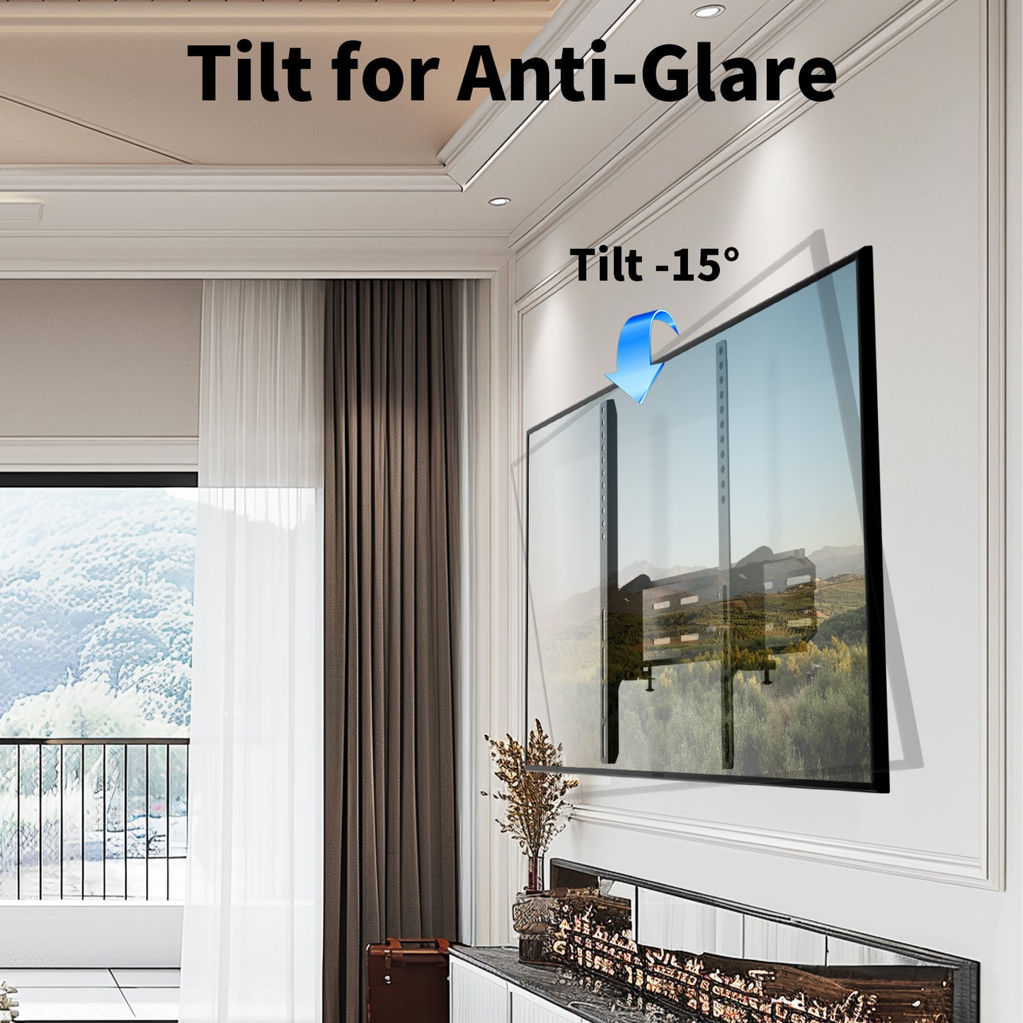 MountFTV Tilting TV Wall Mount for 26-55 inch, TV Wall Bracket Up to 15° Tilting, Max 400X400mm, Hold Up to 99 lbs