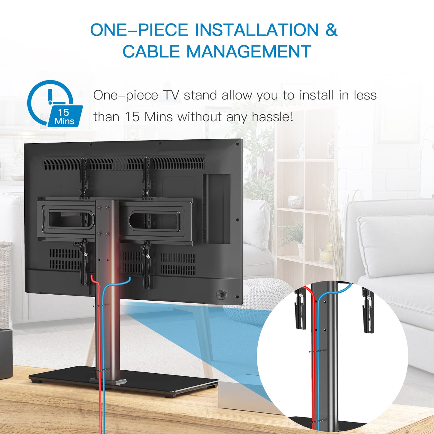 MountFTV Universal TV Stand for 37-75" Flat Screen TVs with Height Adjustable Max 600x400, Holds up to 99 lbs