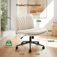 PU Armless Office Desk Chair with Wheels,PU Leather Cross Legged Wide Chair,Mid Back Adjustable Swivel Computer Task Chairs Vanity Chair for Home,Office(Beige) - Walmart.com